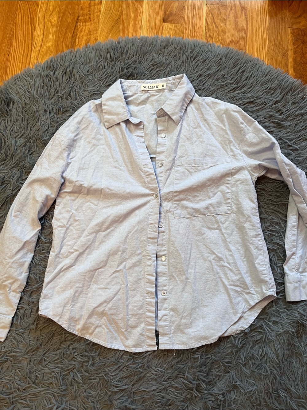 Solmar Light Blue Cotton Linen Button-Up Shirt Size S